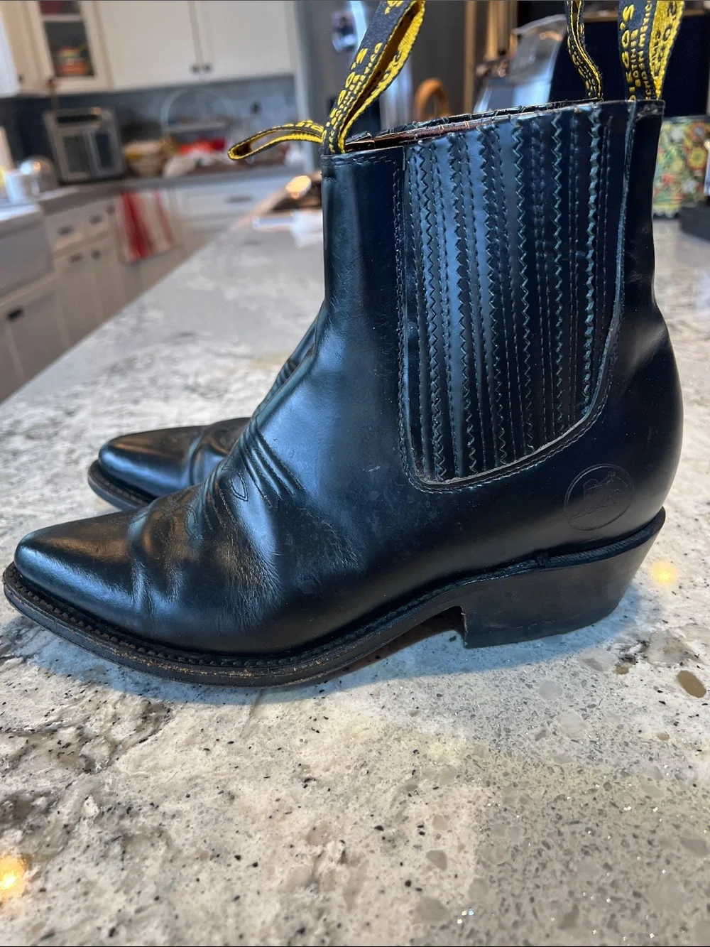El General Black Leather Botin Vaquero Cowboy Boots Women's 7.5